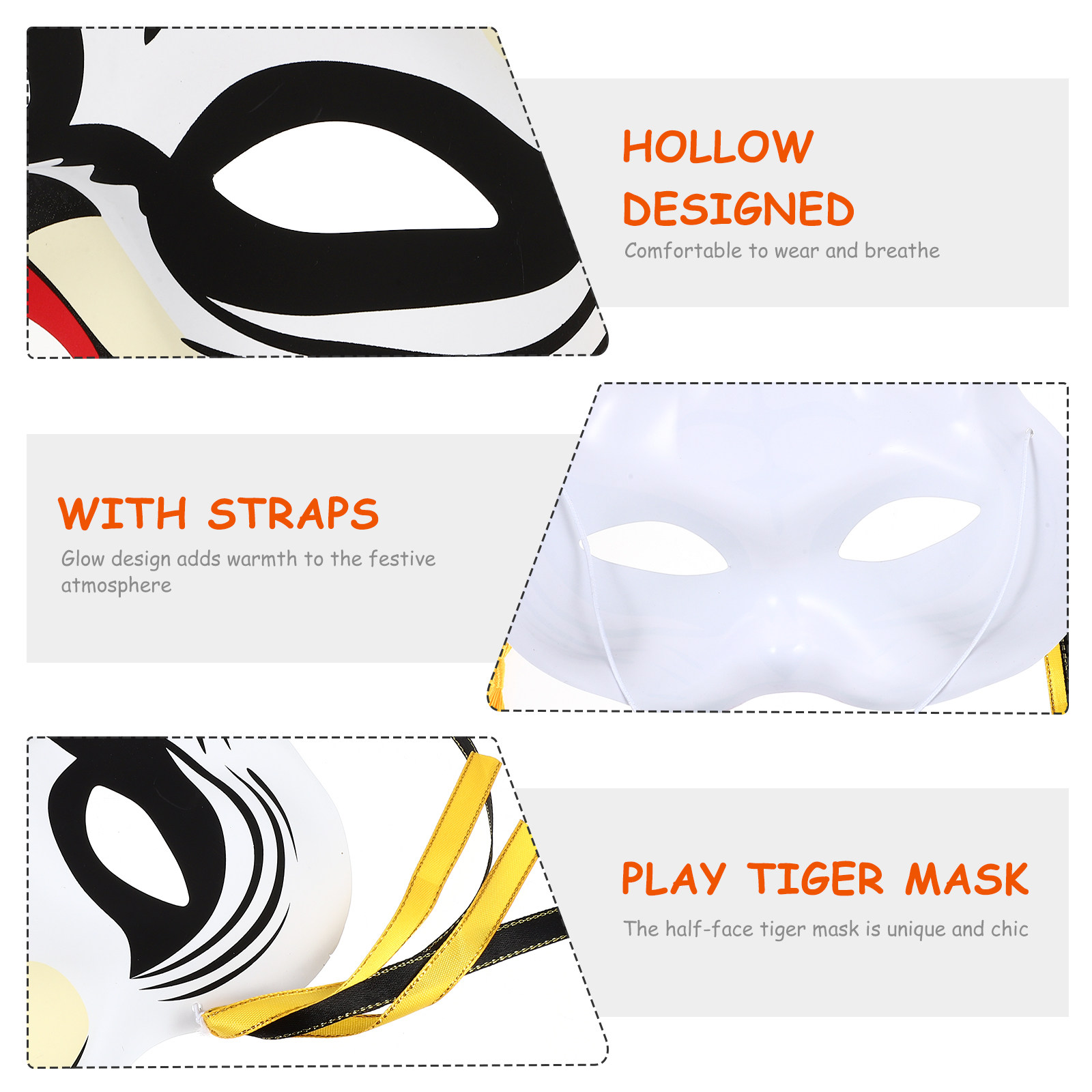 Half Face Tiger Mask Unisex Lu - Easy Cosplay Prop 评论和价格